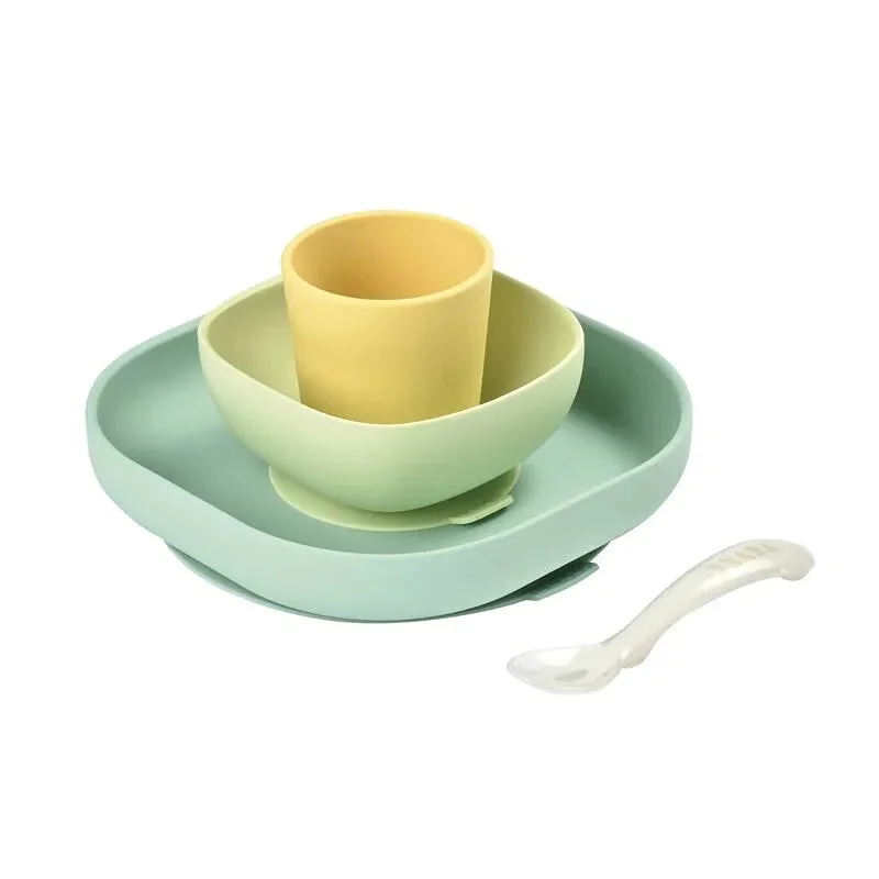 Beaba 4-Piece Silicone Dinner Set - yellow