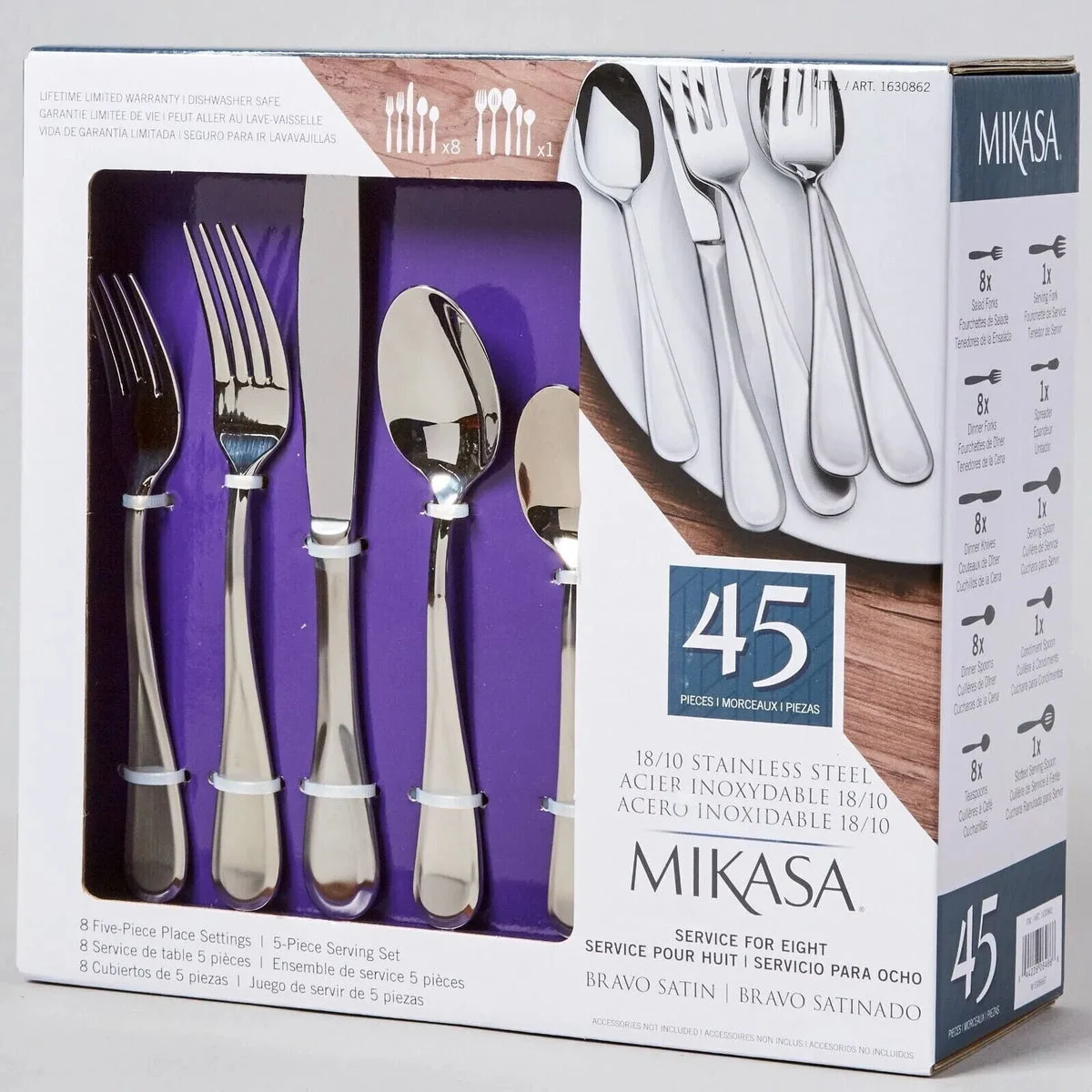 Ikasa 45-Piece Flatware Set for 8 - Stainless Steel