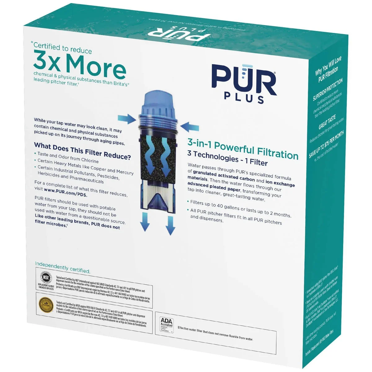 PUR Filtration Water Pitcher Replacement Filter - 3 Pack