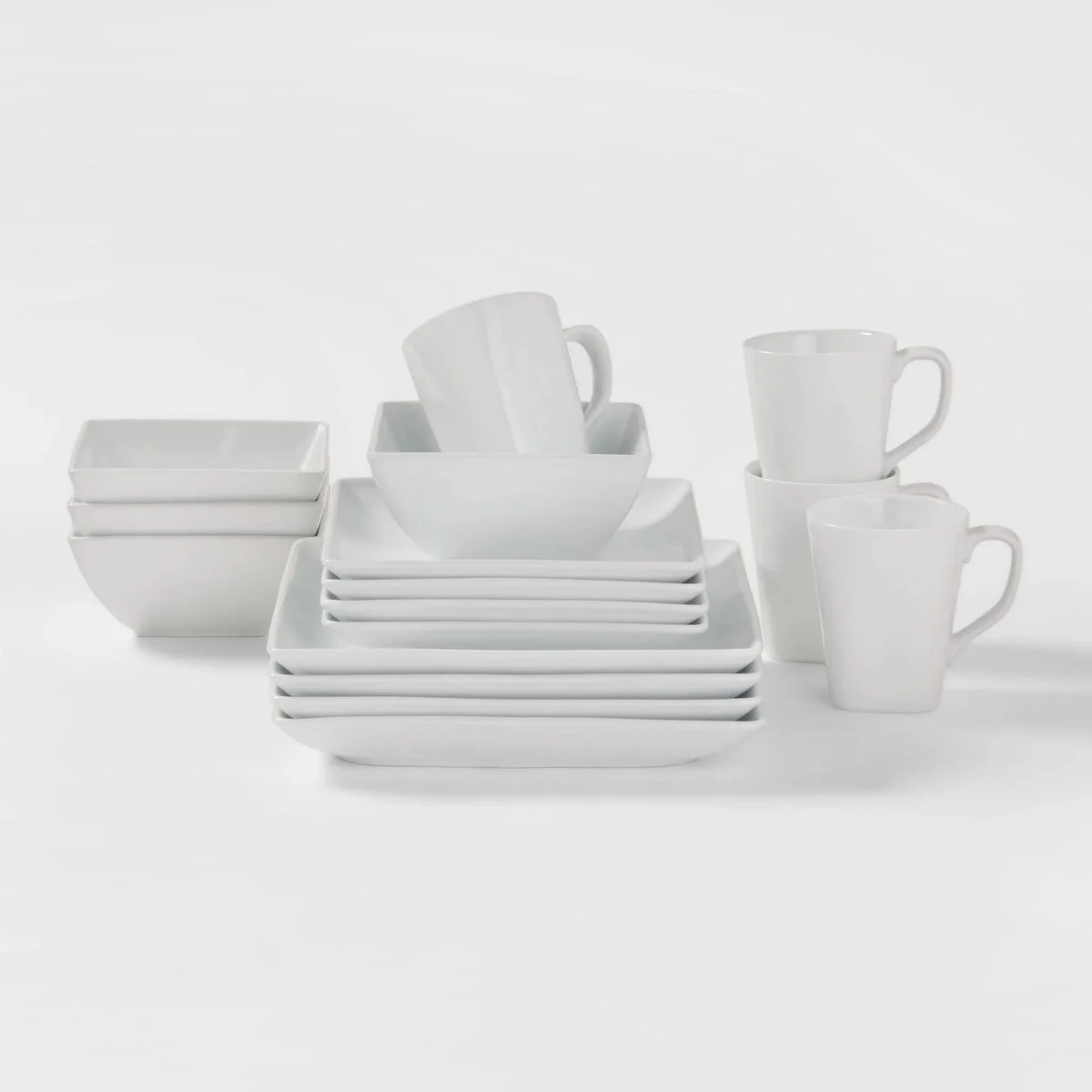 Threshold 16-Piece Square Rim Porcelain Dinnerware Set - White