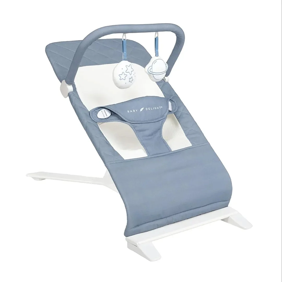 Baby Delight Delight Alpine Deluxe Portable Baby Bouncer - Organic Dusty Blue