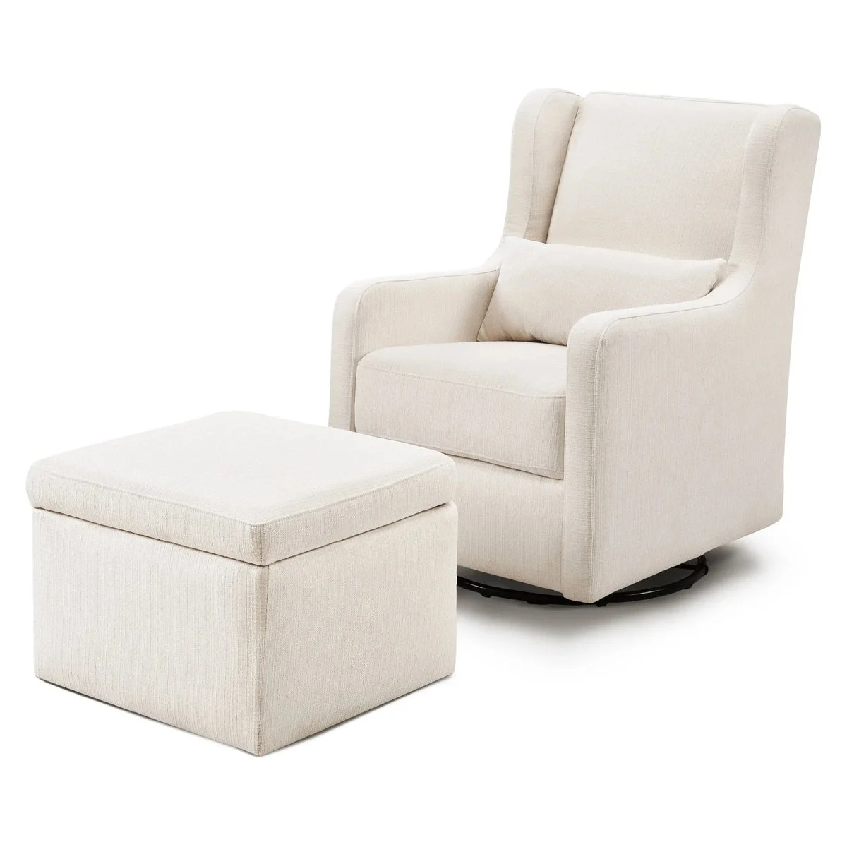 Carter's by Davinci Adrian Swivel Glider with Storage Ottoman - Cream Linen