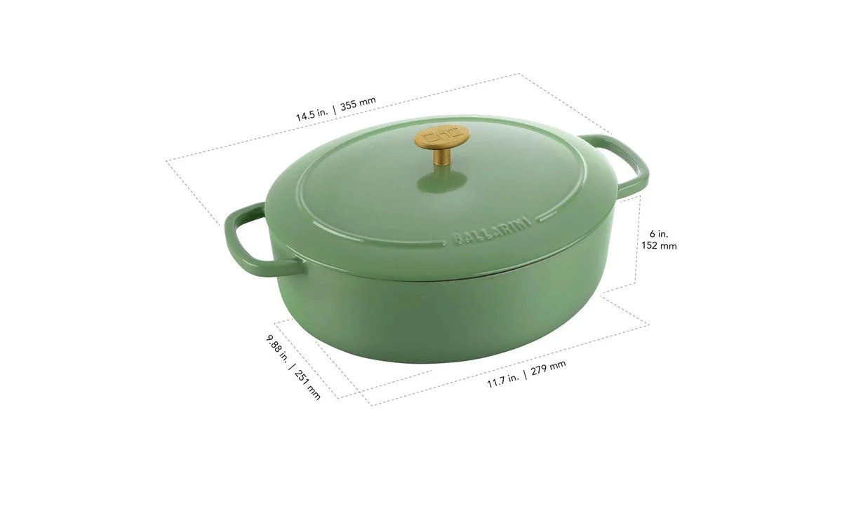 ZWILLING Ballarini Cast Iron Dutch Oven - Oval 4.75 Qt - Saggio Green