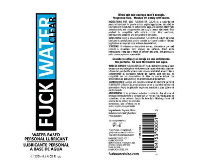 Fuck Water Clear 4oz Water Based Lubricant - Adult Toys