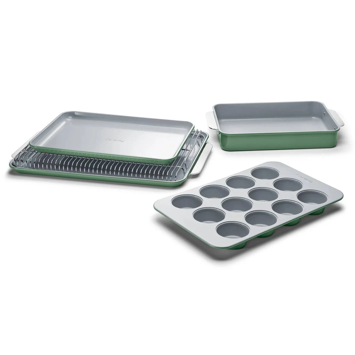 Caraway Home Non-Stick Ceramic Muffin Pan Sage: Bakeware Set with Aluminized Steel, Hand Wash, 6 Pieces
