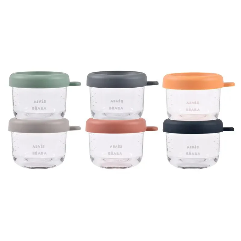 Beaba Set of 6 glass baby food jars 150 ml - Sunrise Color Mix
