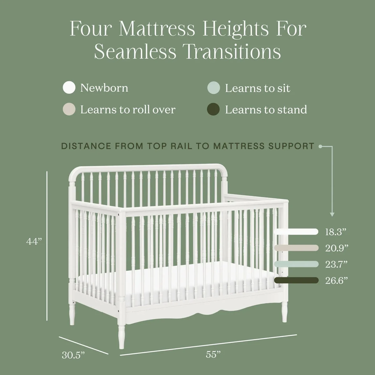 Namesake Liberty 4-in-1 Convertible Spindle Crib - Warm White