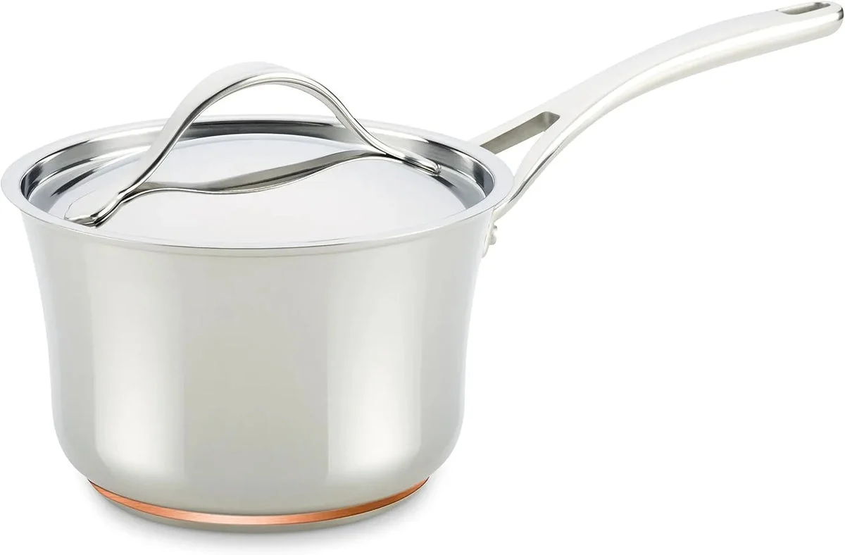Anolon Nouvelle Copper Stainless Steel 3.5-Quart Covered Saucepan
