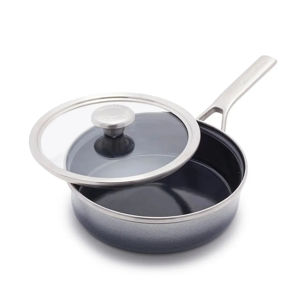 GreenPan Merten & Storck Steel Core Enameled 2-Quart Sauté Pan with Lid - Cloud Gray