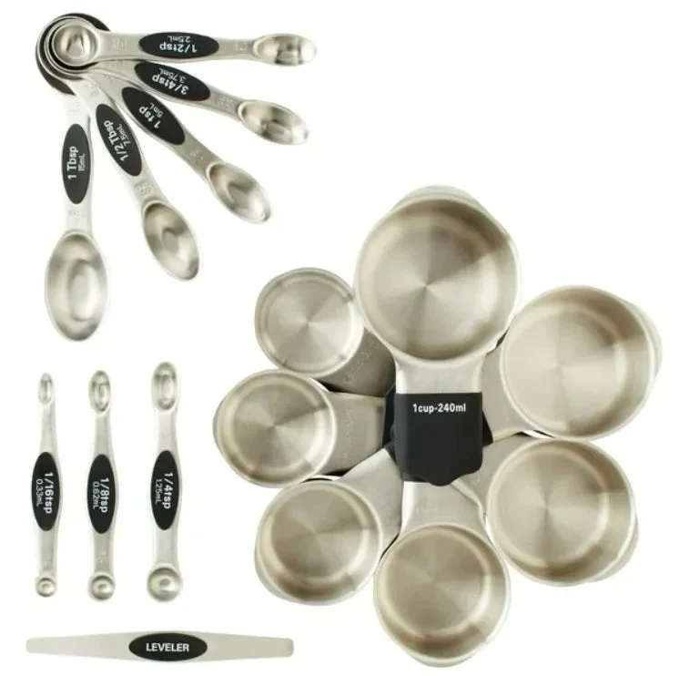 MIU France Stainless Steel Magnetic Measuring Cups and Spoons Set 15 pieces