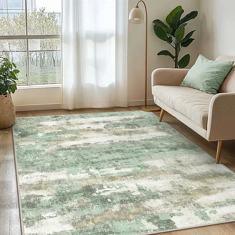 17 Stories Modern Abstract Indoor Area Rug - Green - 5' x 7'
