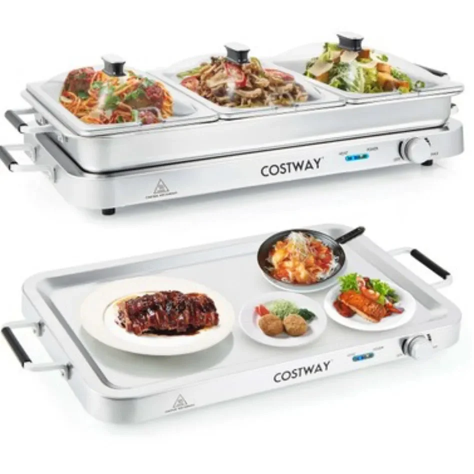 Costway Electric Food Warmer Buffet Server - Silver