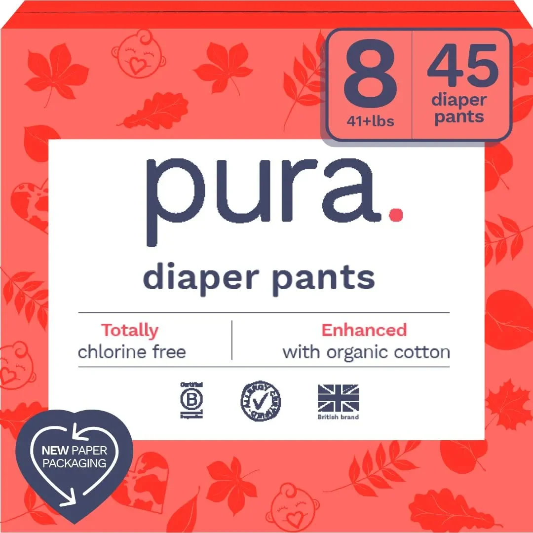 Pura Hypoallergenic Diaper Pants - White - Size 8