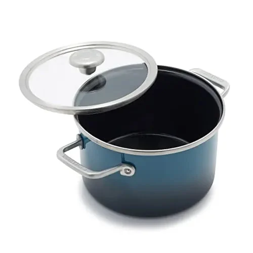 GreenPan Merten & Storck 4-Quart Enameled Stockpot with Lid - Aegean Teal
