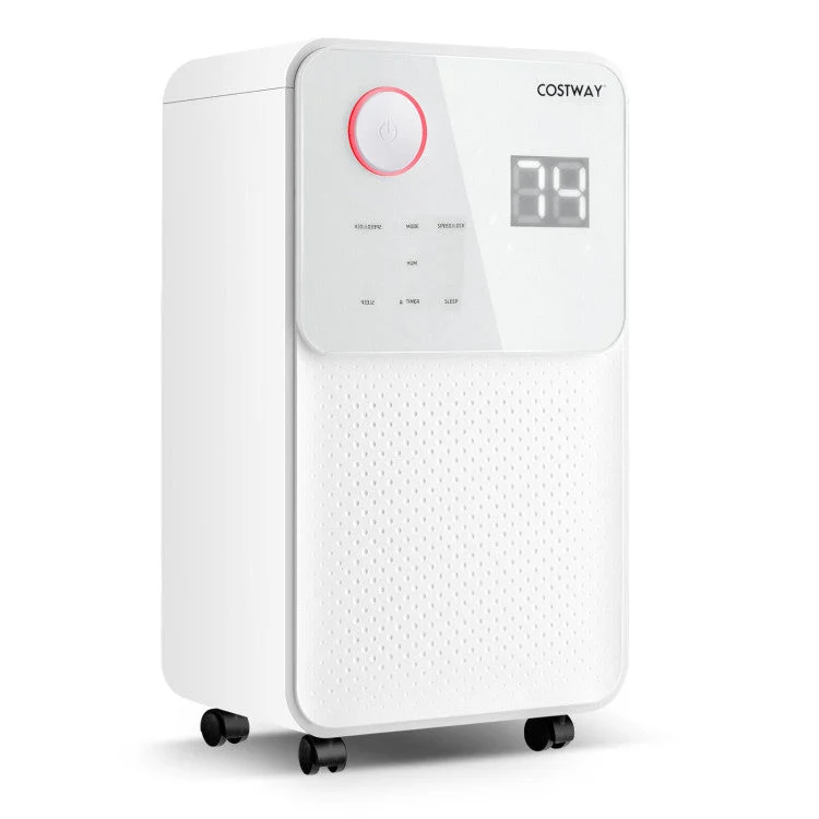 COSTWAY 32 Pints 2000 Sq. Ft Dehumidifier for Home and Basements With 3-Color Digital Display-White