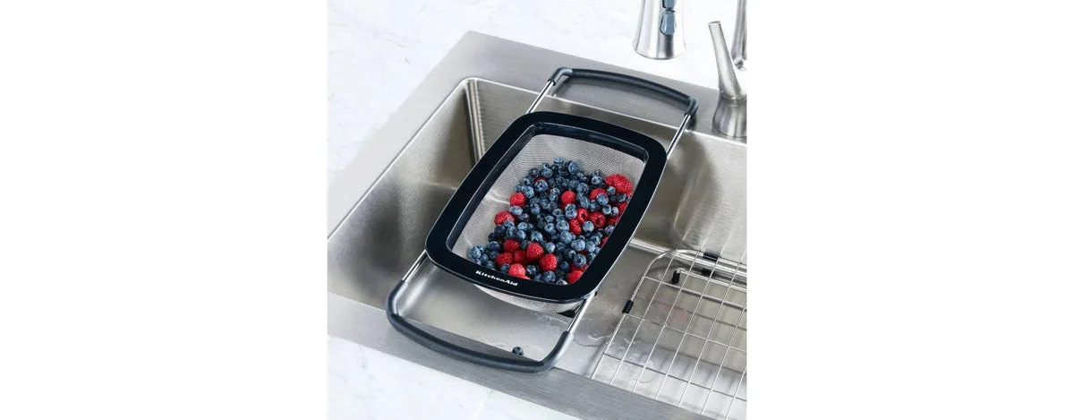 KitchenAid Expandable Colander-Black: Over the Sink Stainless Steel Strainer(See Description)