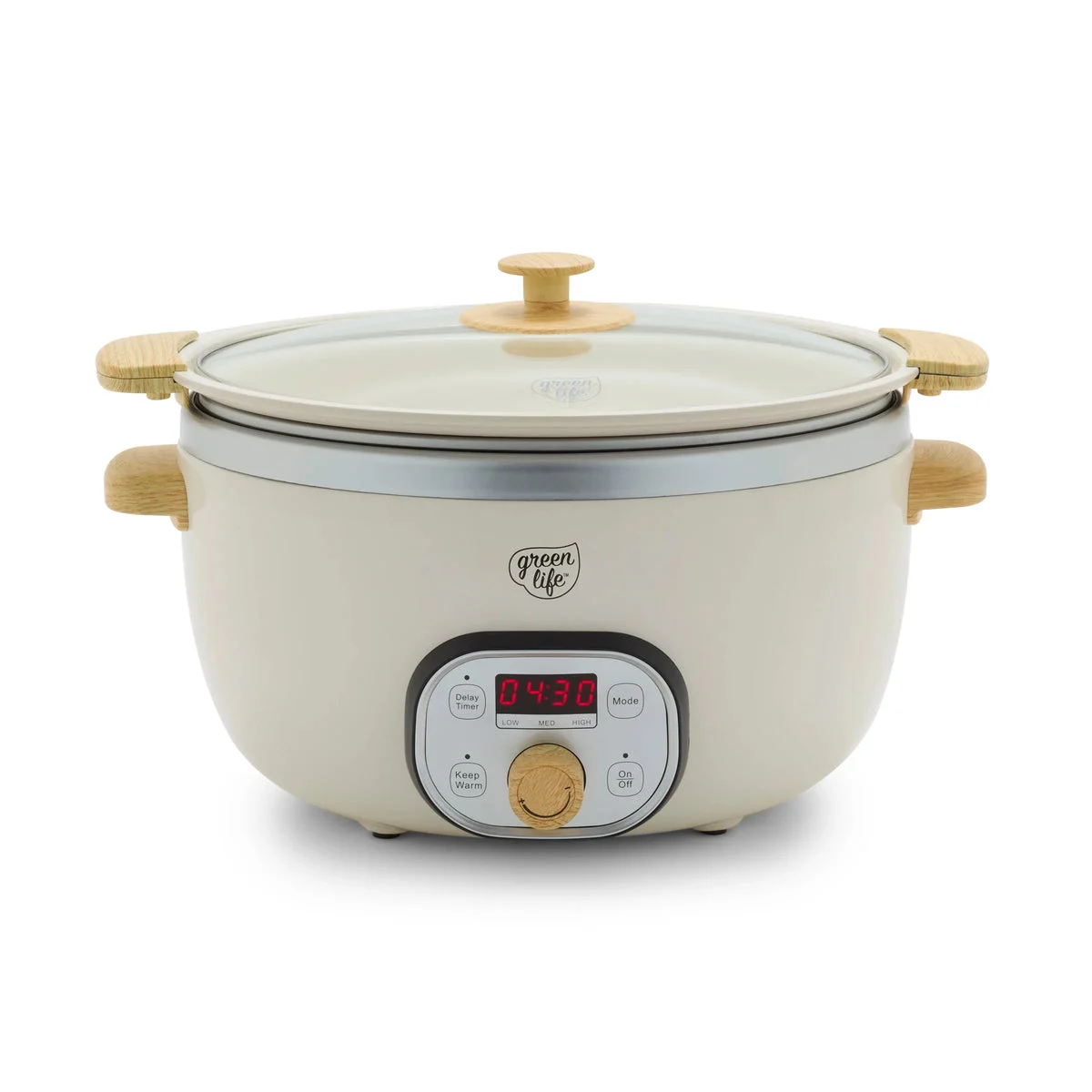 GreenLife 6 Quart Non-Stick Family Meal Slow Cooker with Removable Pot - Cream (See Description)