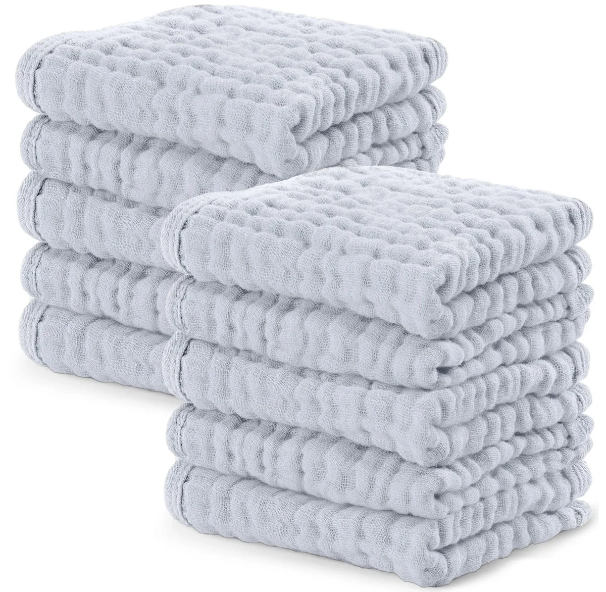 Comfy Cubs Muslin Baby Washcloths - Slate Grey, Pack of 10