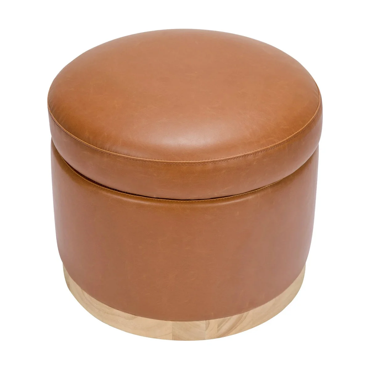 Babyletto Naka Storage Ottoman with Light Wood Base - Vegan Tan