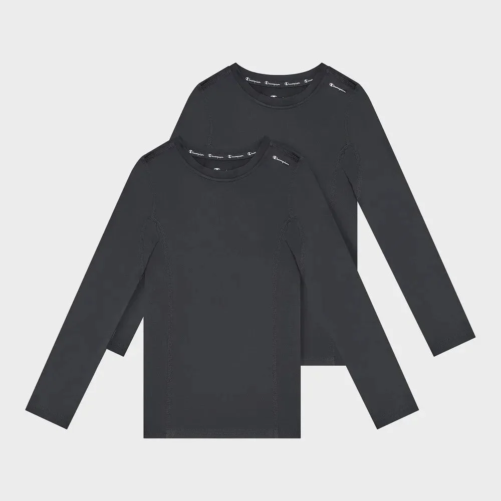Champion Youth 2pk Compression Long Sleeve Shirt L: Black