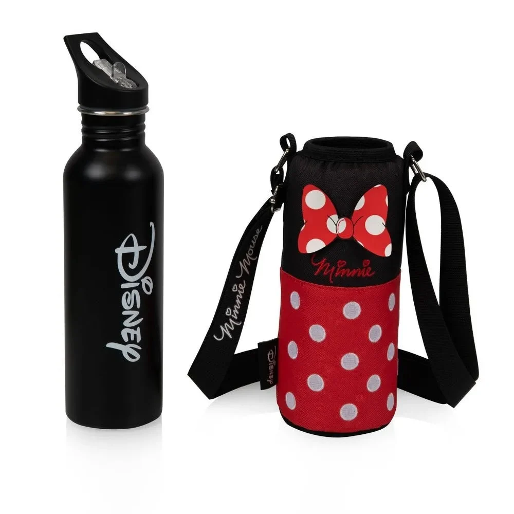 Oniva Disney Minnie Mouse Bottle Cooler Tote Set, 24 Oz. - Black with Red Pattern