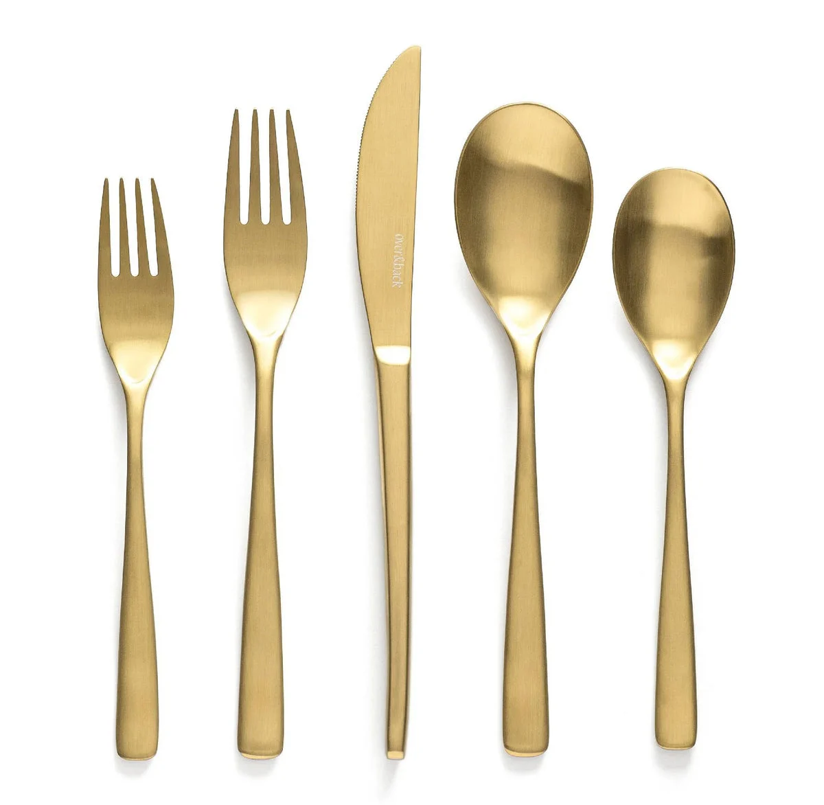 Over&Back 20pc Curved Flatware Set Matte Gold, Service for 4