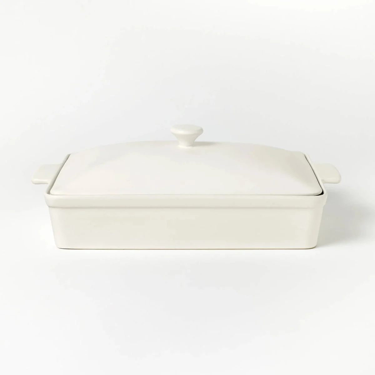 Figmint 4qt Stoneware Rectangle Baking Dish with Lid Cream -(See Description)