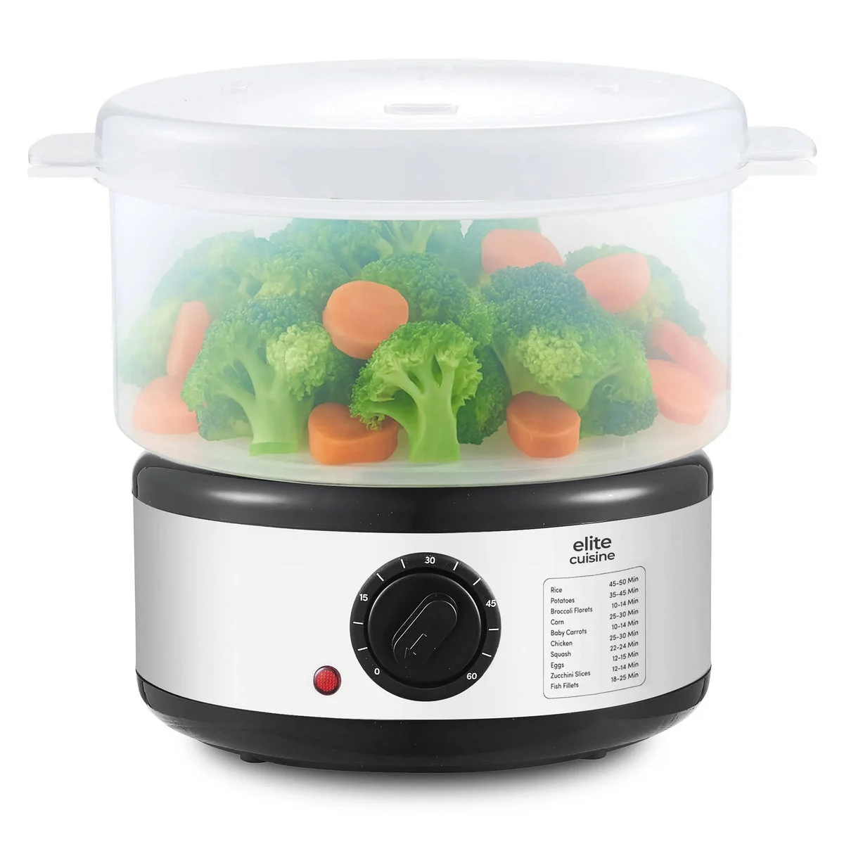 Elite Cuisine Electric Food Steamer - 2.4L Capacity