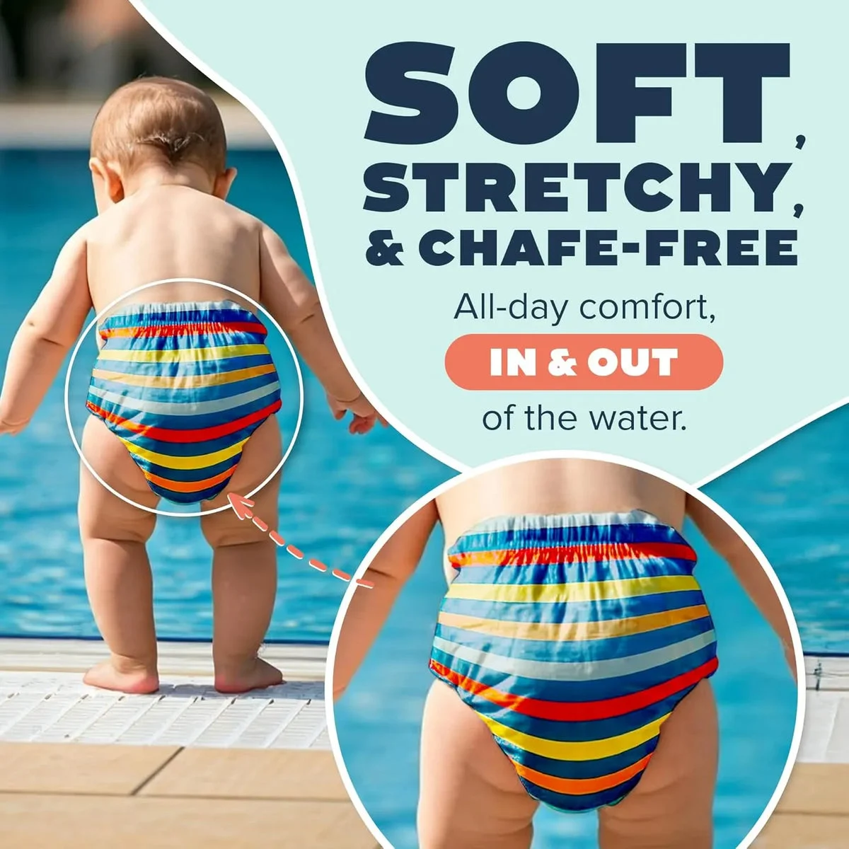 DYPER 19 Ct Eco-Friendly Baby Swim Diapers Size M (20-31 lb) - Blue