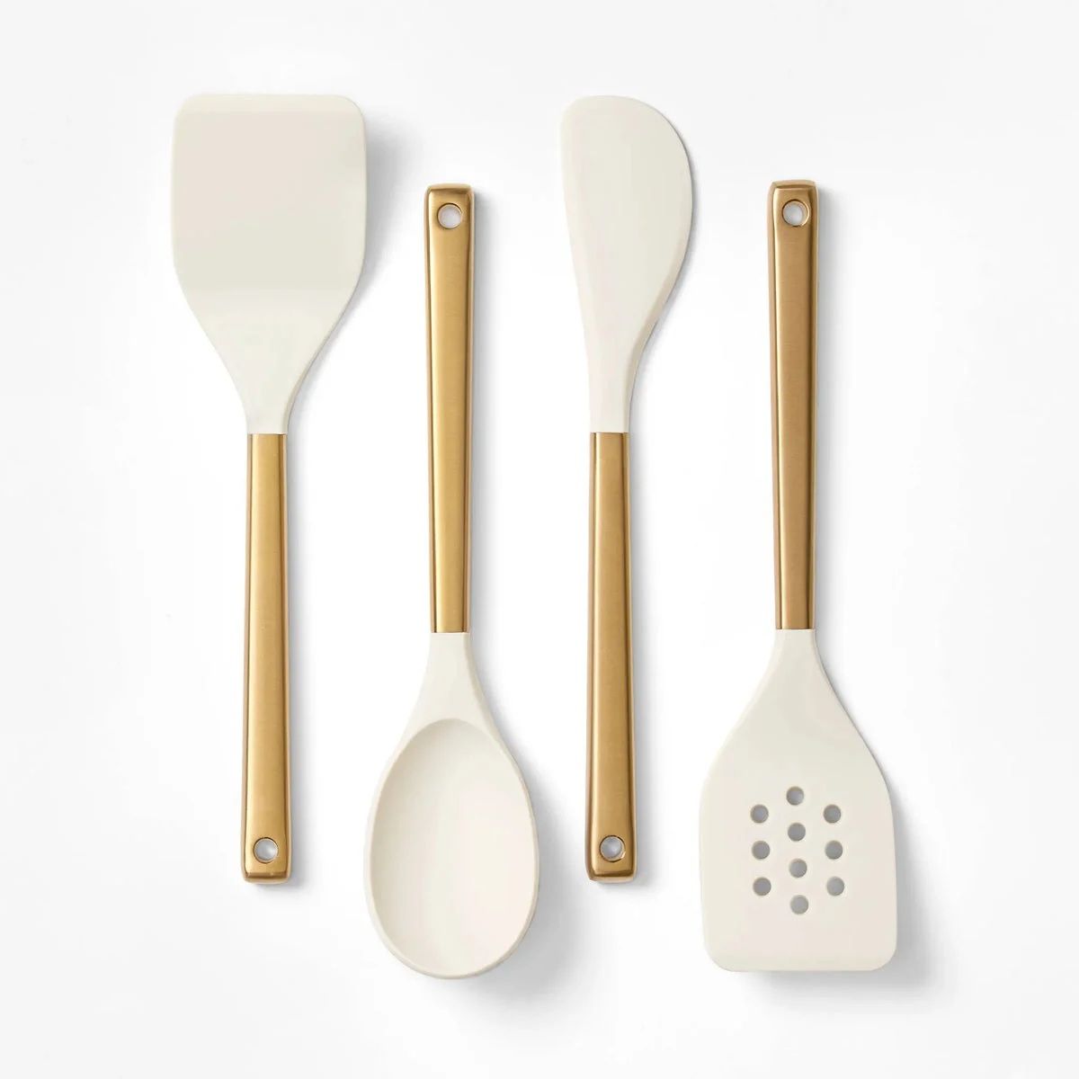 Figmint 4pc Silicone/Stainless Steel Kitchen Utensil Set Champagne