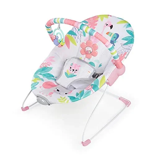 Bright Starts Baby Bouncer Soothing Vibrations Infant Seat -Flamingo Vibes, Pink