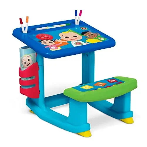 Delta Children CoComelon Draw and Play Desk by Delta Children - Includes 10 Markers and Coloring Book Blue