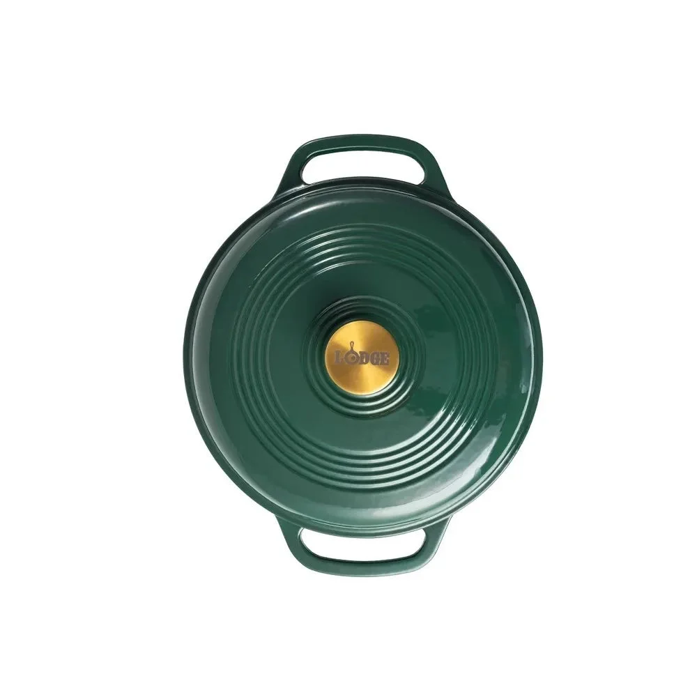 Lodge 6qt Cast Iron Enamel Dutch Oven Emerald with Gold Handle - Emerald