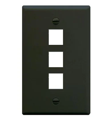 ICC Faceplate, Flat, 1-gang, 3-Port Black (face-3-bk)