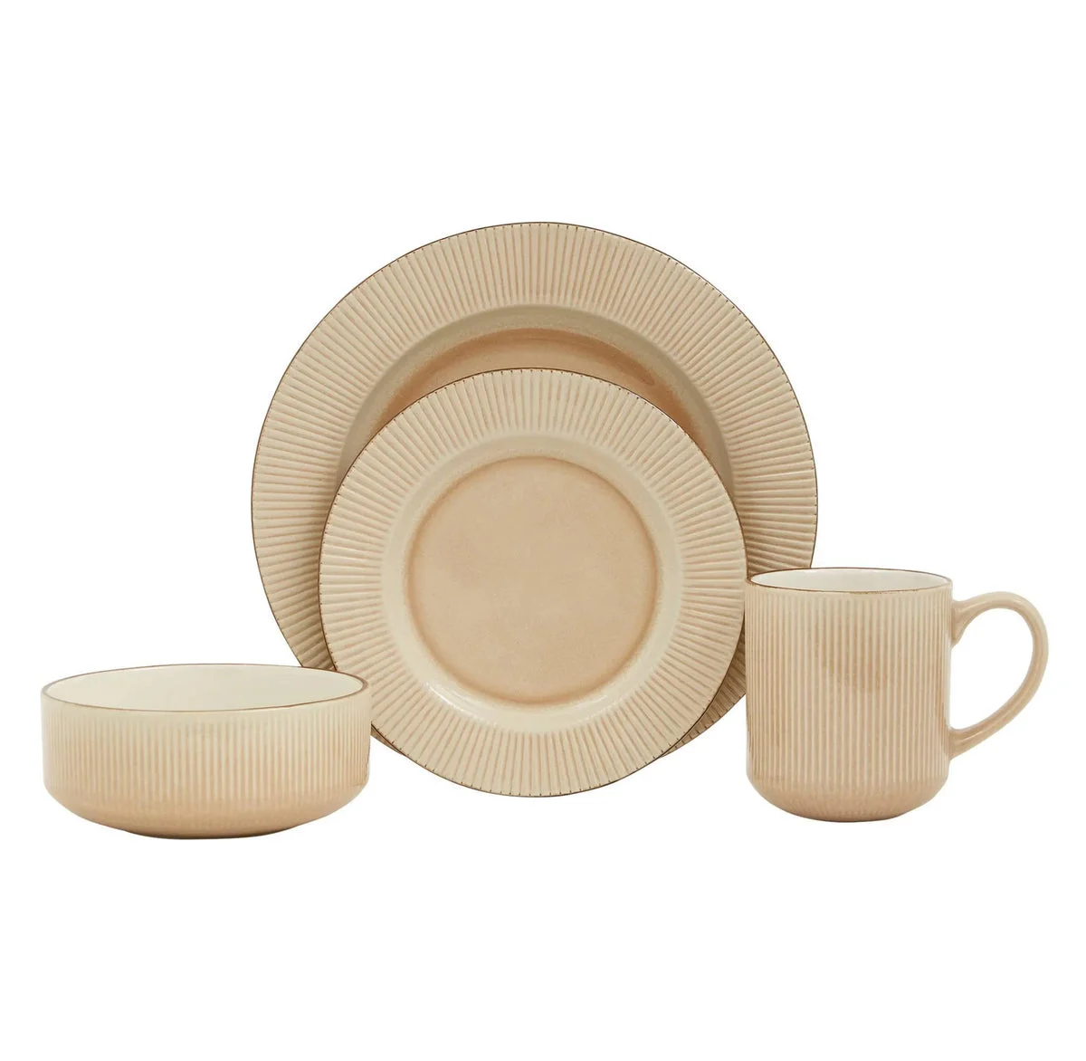 Baum Bros. 16pc Stoneware Kappa Dinnerware Set - Light Brown