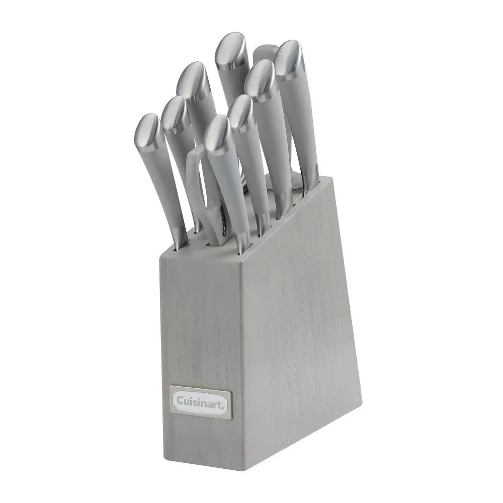 Unbranded/Generic Cuisinart Classic 11pc Color Soft Touch Stainless Steel Modern Cutlery Block Set Gray: Knife Set with Comfort-Grip Handle