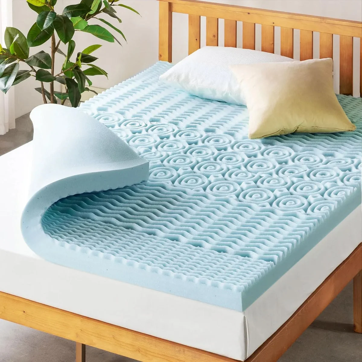 Crown Comfort Mellow 4 Inch 5-Zone Memory Foam Mattress Topper, Cooling Gel Infusion, Queen 4 Inch Queen 5-Zone