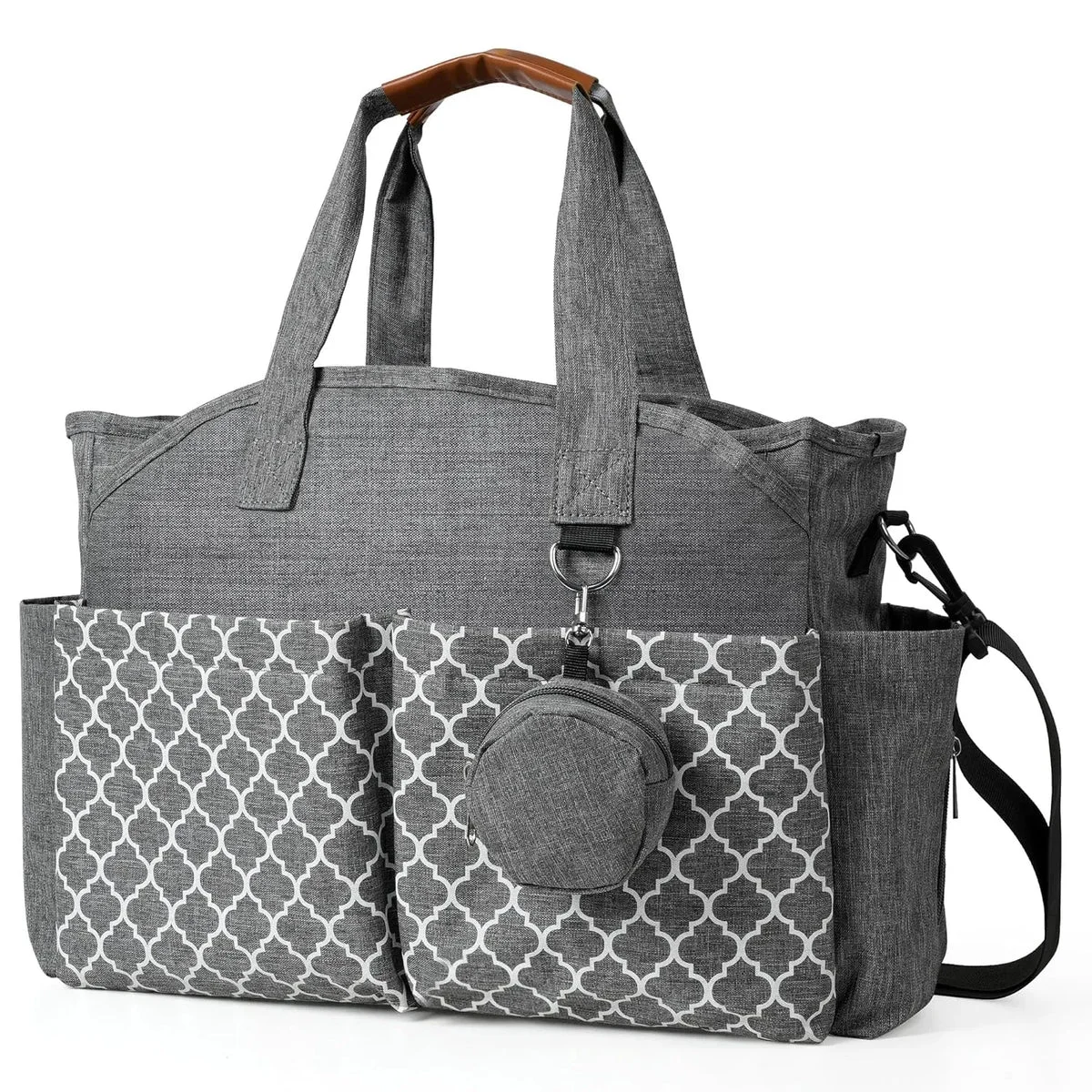 PIGLOG Large Waterproof Diaper Bag Tote - Grey