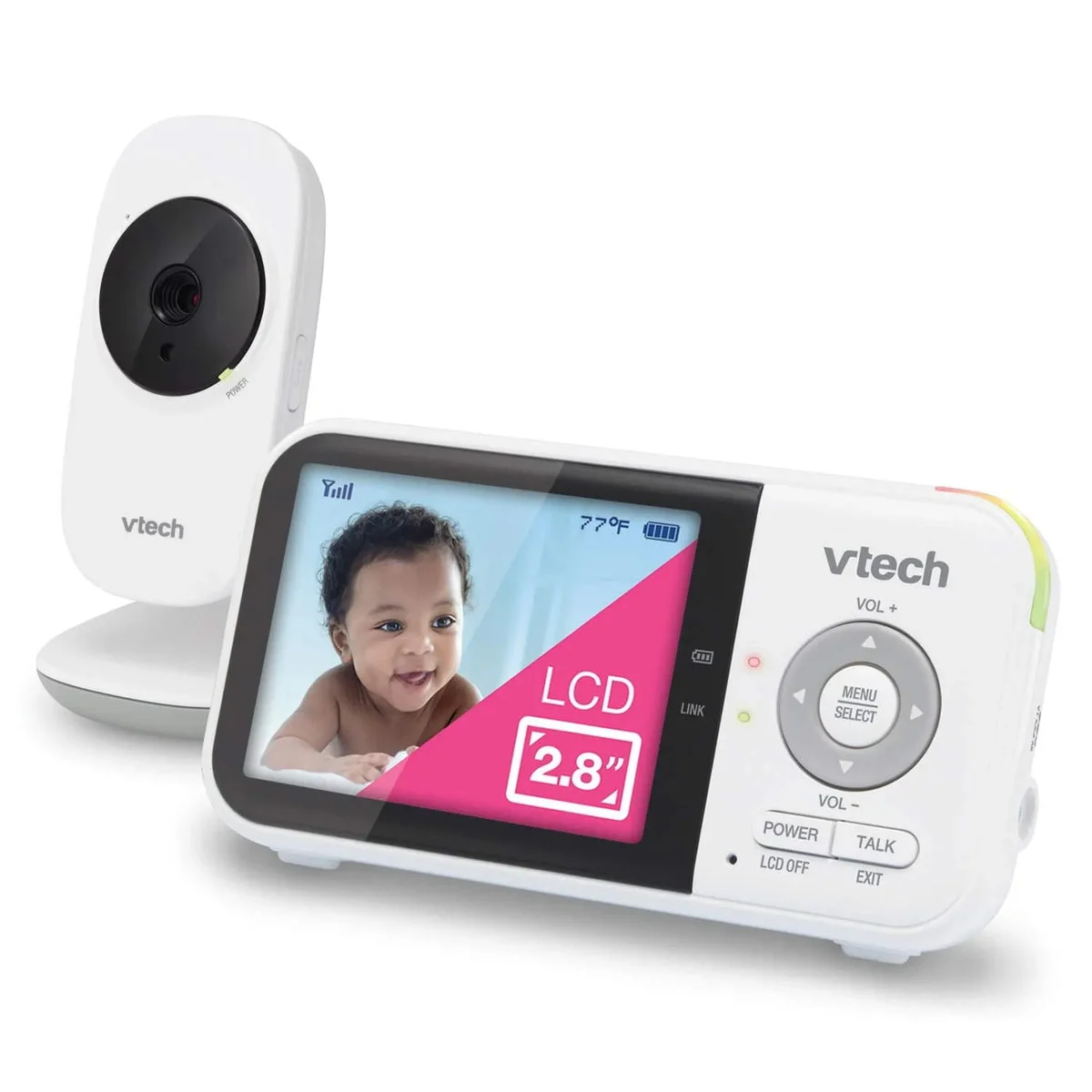 Vtech M819 Video Baby Monitor with 19 Hour Battery Life, 1000ft Long Range, 2.8” Display, Auto Night Vision, 2Way Audio Talk, Temperature Sensor and Lullabies,480p