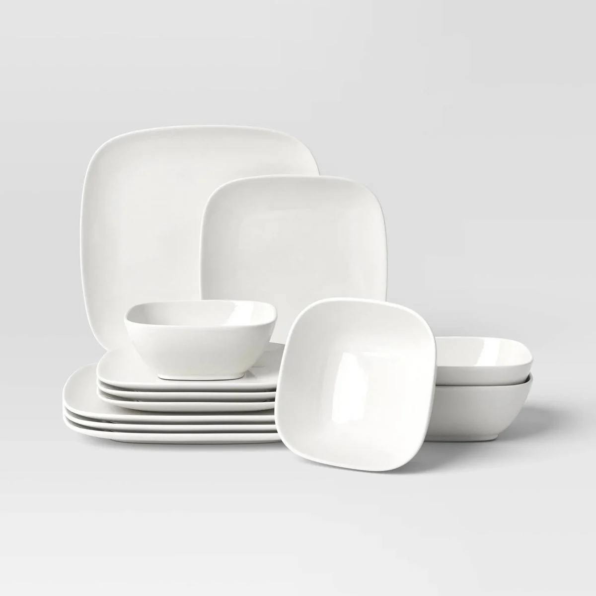 Threshold 12pc New Porcelain Square Coupe Dinnerware Set - Threshold™