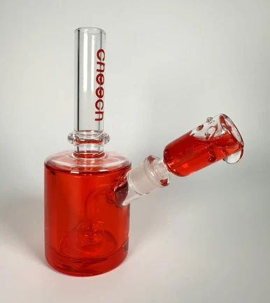 Authentic Cheech Glass Freeze Pipe – Glycerin-Filled Mini Water Pipe (Crimson Red) (8")