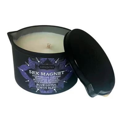 Sex Magnet Blue Lotus Pheromone Massage Candle 6oz - Adult Toys