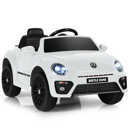 COSTWAY Volkswagen Beetle Kids Electric Ride on Car With Remote Control-White