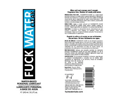 Fuck Water Clear 8.1oz Water Based Lubricant - Adult Toys