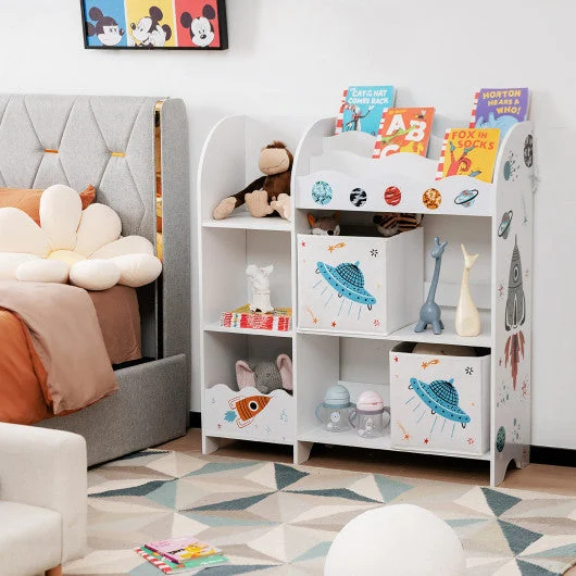 COSTWAY Kids Toy and Book Organizer Children With Storage Bins