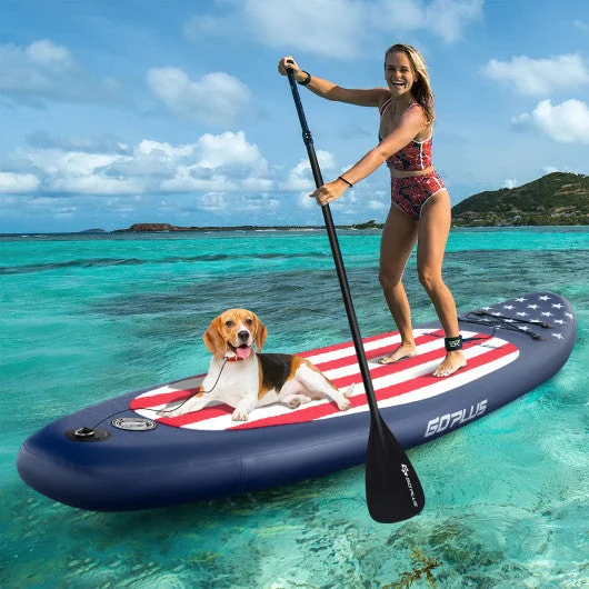 COSTWAY Inflatable Paddle Board With Removable Fin and Backpack-A