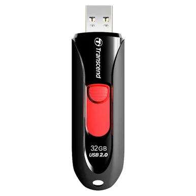 Transcend 32gb Jetflash 590 Usb 2.0 Flash Drive - 32 Gb - Red - Retractable, Capless, Led Indicator (jf59032gb)