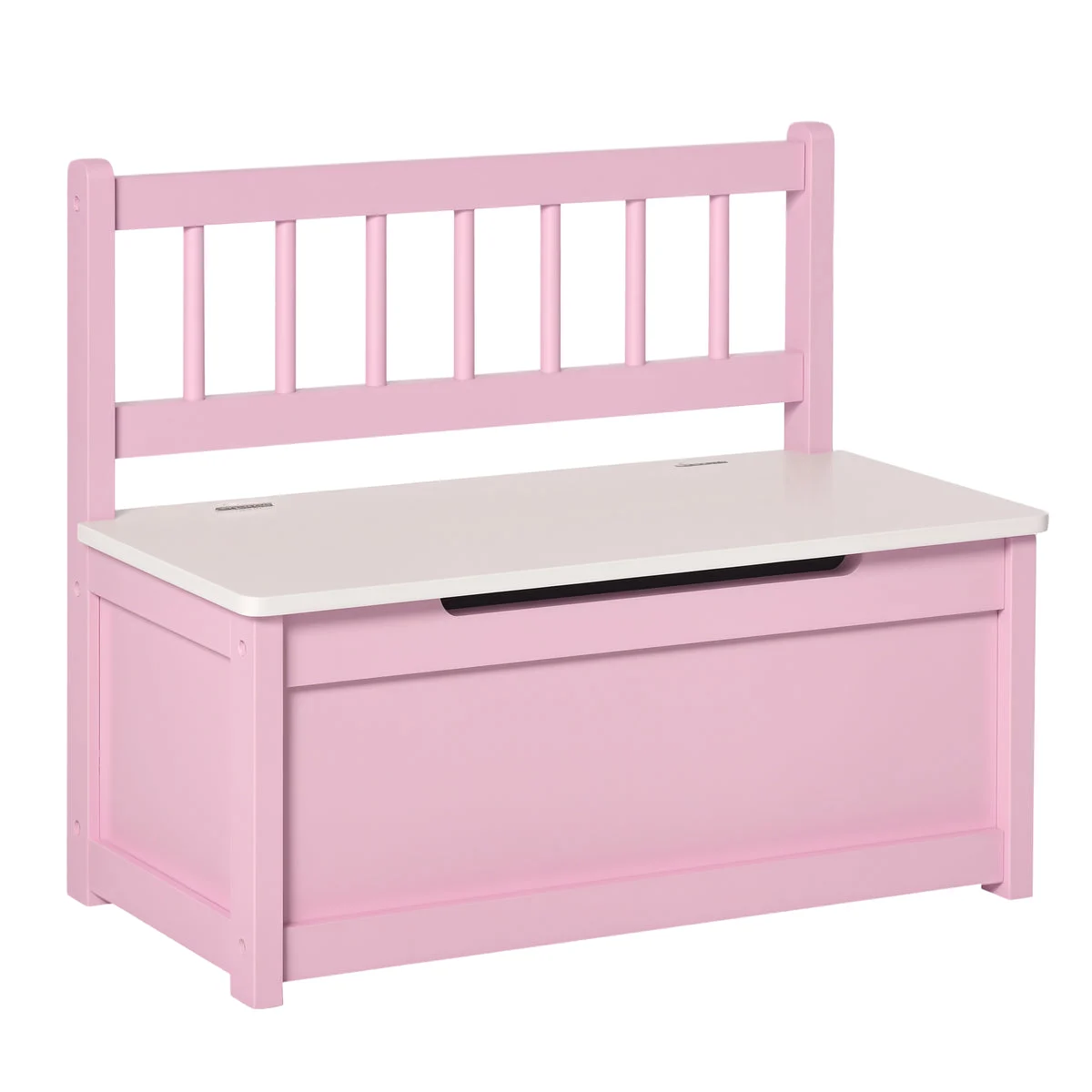 Qaba Toddler Toy Box Storage Bench with Large 27 Liter Interior, Kids Storage Bench Seat with Storage for Toddler Playroom Furniture, Kids Bedroom Furniture, Toy Organizer and Storage Bin Pink