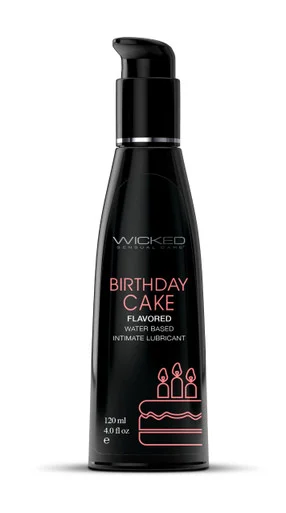 Aqua Birthday Cake Flavored Water Based Intimate Lubricant 4 Fl. Oz. - Adult Toys