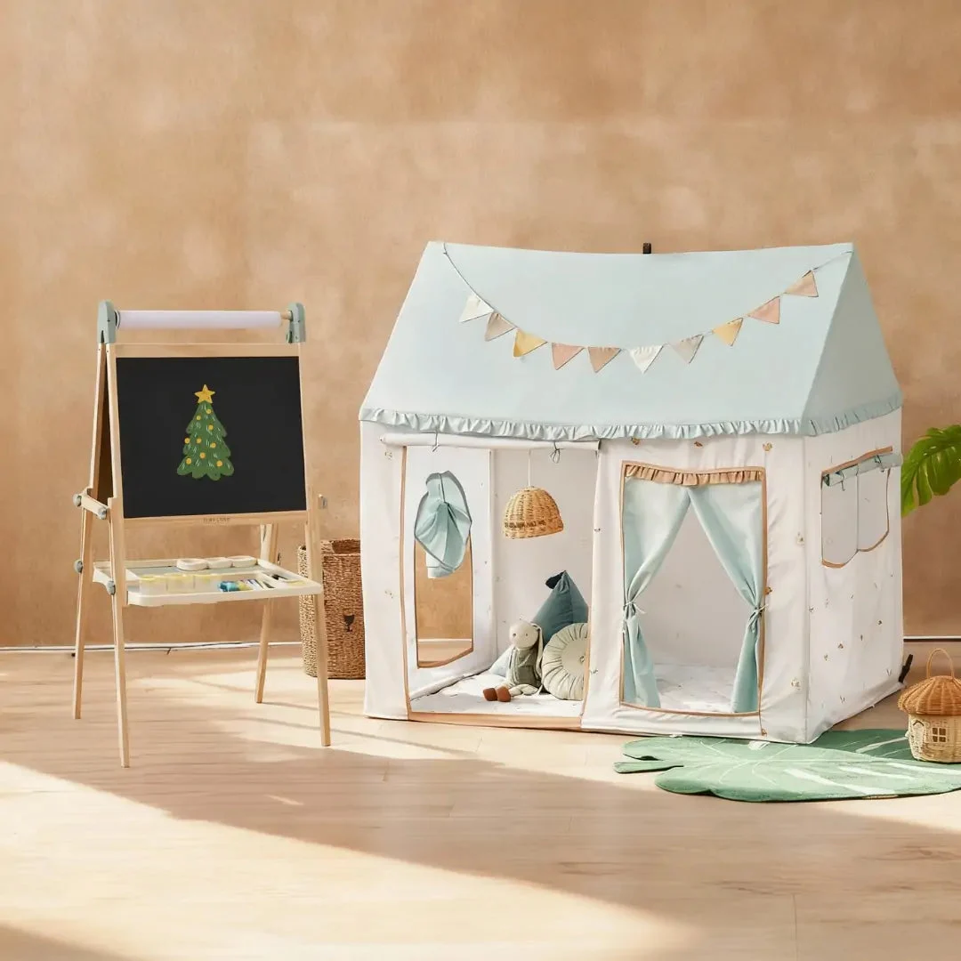 TINY LAND Nature-Inspired Play & Art Set — Sage Easel + Forest Play House